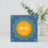 Eastern Sun Royal Blue Blauwgroen Monogram Invitat Kaart (Staand voorkant)