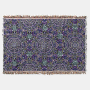Eastern Zen Mandala Fine witte kant op paars Deken