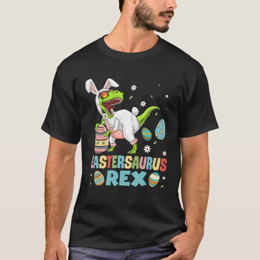 Eastersaurus Rex Trex Easter Bunny Dino Boys Kids  T-shirt (Voorkant)
