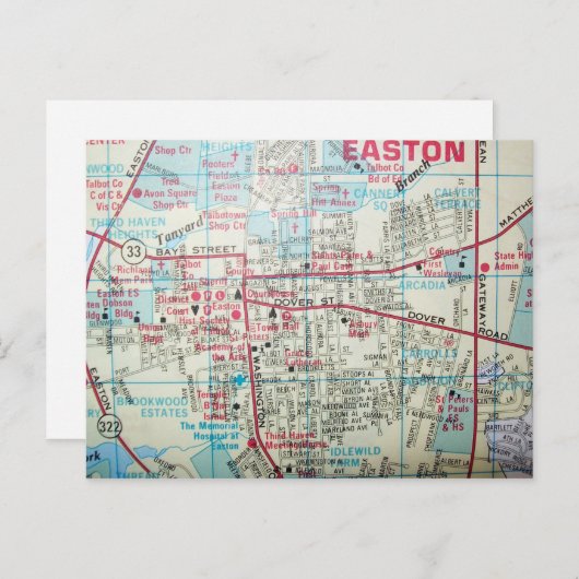 EASTON MD,  Map Briefkaart (Voorkant / Achterkant)