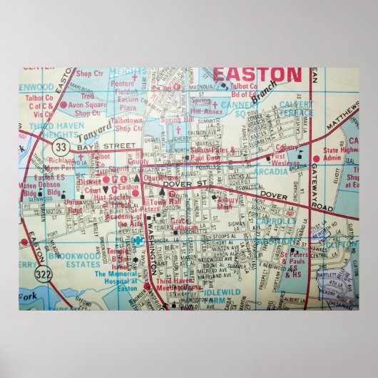Easton, MD  Map Poster (Voorkant)