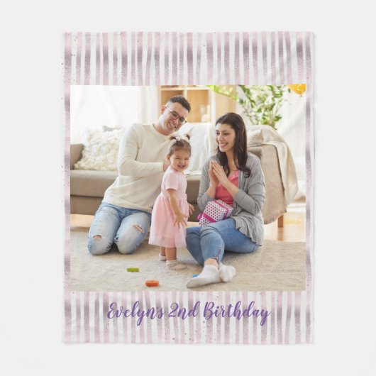 Easy Birthday Jubileum Custom Photo Template Fleece Deken (Voorkant)