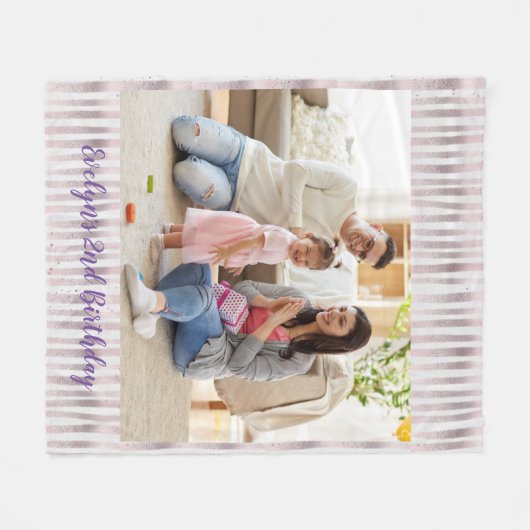 Easy Birthday Jubileum Custom Photo Template Fleece Deken (Voorkant (Horizontaal))