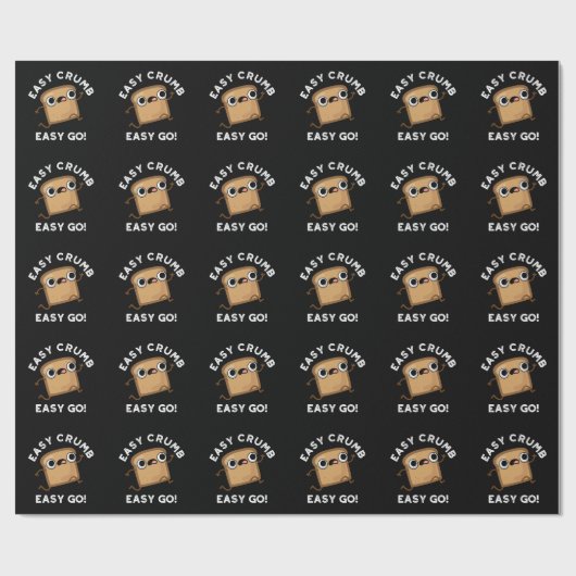 Easy Crumb Easy Go Funny Bread Pun Dark BG Cadeaupapier (Vlak)
