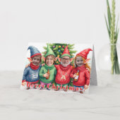 Easy Custom Digital Add Your Face 4 Photo Elves Kaart (Voorkant)