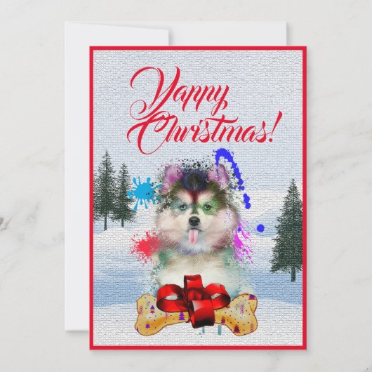 Easy Custom Funny Pomsky Dog Christmas Card Aankondiging (Voorkant)
