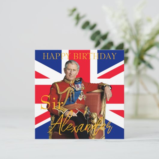 Easy Custom Name King Charles III Britse vlag Kaart (Staand voorkant)