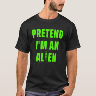 Easy Lazy Halloween Costume Green Pretend Ik ben e T-shirt