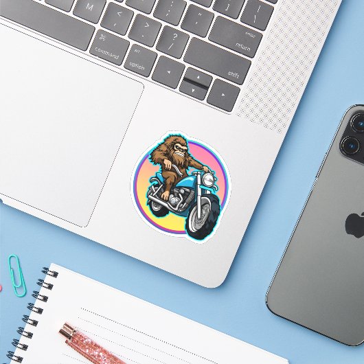 Easy Rider Motorcycle Daddy Sasquatch Sticker (Laptop met iPhone)