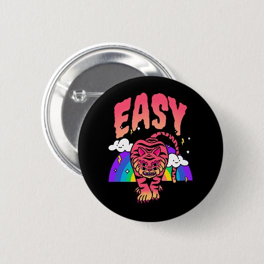 EASY Tiger Retro Regenboog Button – Fierce & Fun P (Voorkant /achterkant)