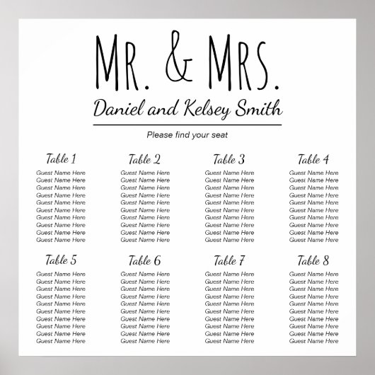Easy Wedding Seating Chart | POSTER (Voorkant)