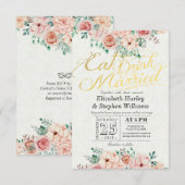 EAT Boire et être marié Floral Faire-part de maria (Devant / Derrière)