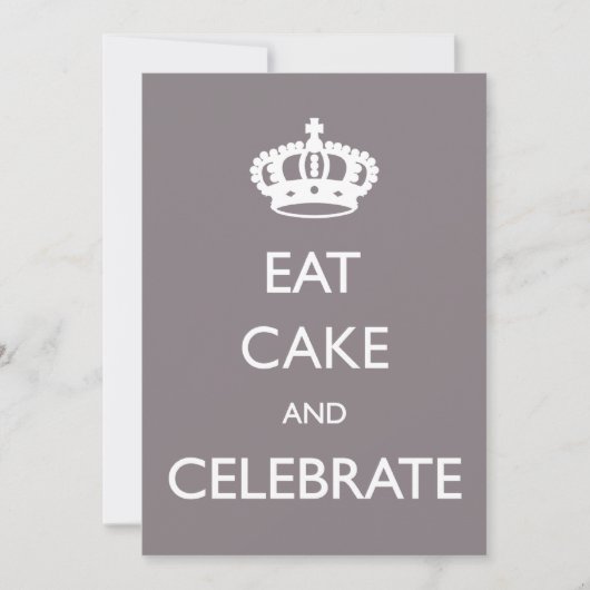 Eat Cake and Celebrate Birthday Invite- Silver Kaart (Voorkant)