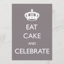 Eat Cake and Celebrate Birthday Invite- Silver