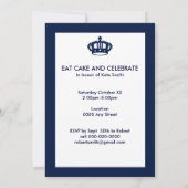 Eat Cake en Celebrate Birthday Invite- Navy Kaart (Achterkant)