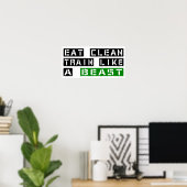 Eat Clean Train als een beest Poster (Thuiskantoor)