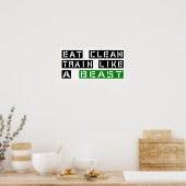 Eat Clean Train als een beest Poster (Keuken)