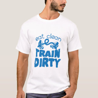 eat clean train dirty city musculcululatie haltere t-shirt