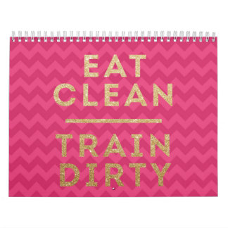 Eat Clean Train Dirty Roze Aangepast afgedrukt kal Kalender