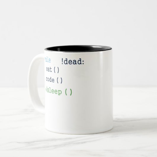 Eat Code Slaap Coder Software Developer Tweekleurige Koffiemok (Voorkant links)