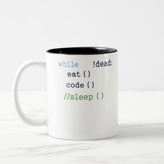Eat Code Slaap Coder Software Developer Tweekleurige Koffiemok (Links)