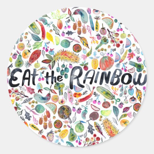 EAT DE waterverf "RAINBOW" voor kleurrijke vruchte Ronde Sticker (Voorkant)