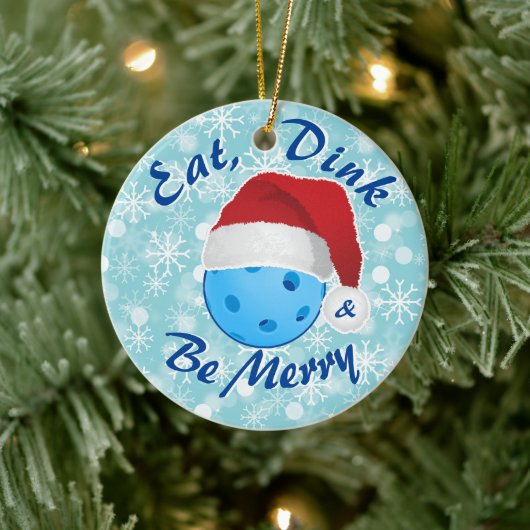 Eat, Dink en Wees prettig kerstbal kerstbal Keramisch Ornament (Boom)