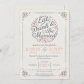 Eat Drink and be huwelijkshuwelijksuitnodiging Kaart (Voorkant / Achterkant)