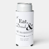 Eat Drink and be Married Black White Retro Wedding (Seltzer Voorkant)