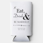 Eat Drink and be Married Black White Retro Wedding (Voorkant)