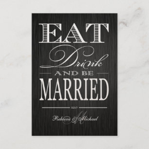 Eat Drink and be Married - Metallic Champagne RSVP Kaartje