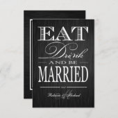 Eat Drink and be Married - Metallic Champagne RSVP Kaartje (Voorkant / Achterkant)