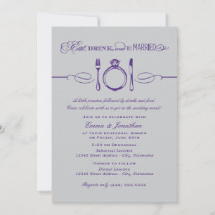 Eat Drink and be Married Paarse repetial Dinner Kaart