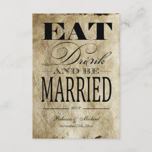 Eat Drink and be Married -  papier RSVP Kaartje