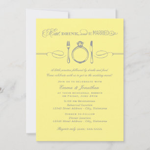 Eat Drink and be Married Yellow Rehearal Dinner Kaart