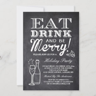 Eat Drink and be Merry Chalkboard Nieuwjaar Kaart