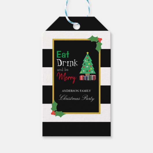 Eat Drink And Be Merry Christmas Party Cadeaulabel (Voorkant)