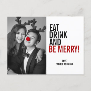 Eat Drink and be Merry Kerstfoto Briefkaart