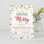 Eat Drink and be Merry Kerstparty Invitation Kaart (Staand voorkant)
