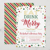 Eat Drink and be Merry Kerstparty Invitation Kaart (Voorkant / Achterkant)