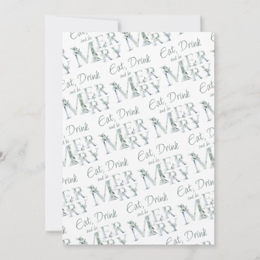 Eat Drink and be Merry Typography Kerstparty Kaart (Achterkant)
