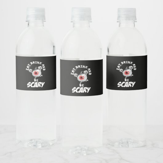 Eat Drink And Be Scared Retro Classic Waterfles Etiket (Flessen)