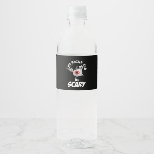Eat Drink And Be Scared Retro Classic Waterfles Etiket (Voorkant)