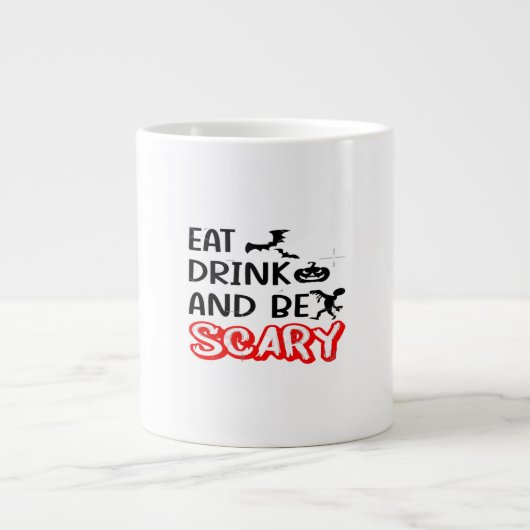 Eat Drink And Be Scary Design Retro Classic Extra Grote Beker (Voorkant)