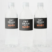 Eat Drink And Be Scary Funny Halloween Minimal Cle Waterfles Etiket (Flessen)