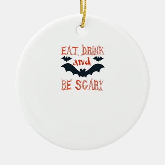 Eat Drink And Be Scary Halloween Bats Party Hallow Keramisch Ornament (Voorkant)