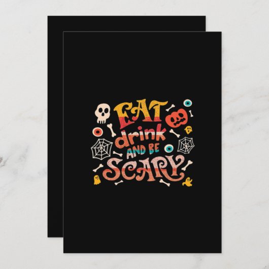 Eat Drink And Be Scary Halloween Funny Essential C Feestdagenkaart (Voorkant / Achterkant)