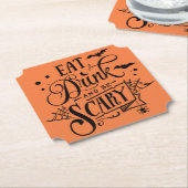 Eat Drink And Be Scary Halloween Kartonnen Onderzetters (Gekanteld)