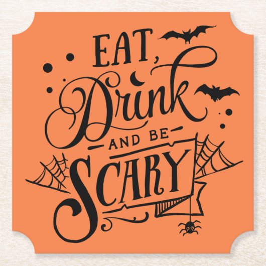 Eat Drink And Be Scary Halloween Kartonnen Onderzetters (Voorkant)