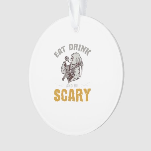 Eat Drink And Be Scary Reaper Minimal Clean Ornament (voorkant)